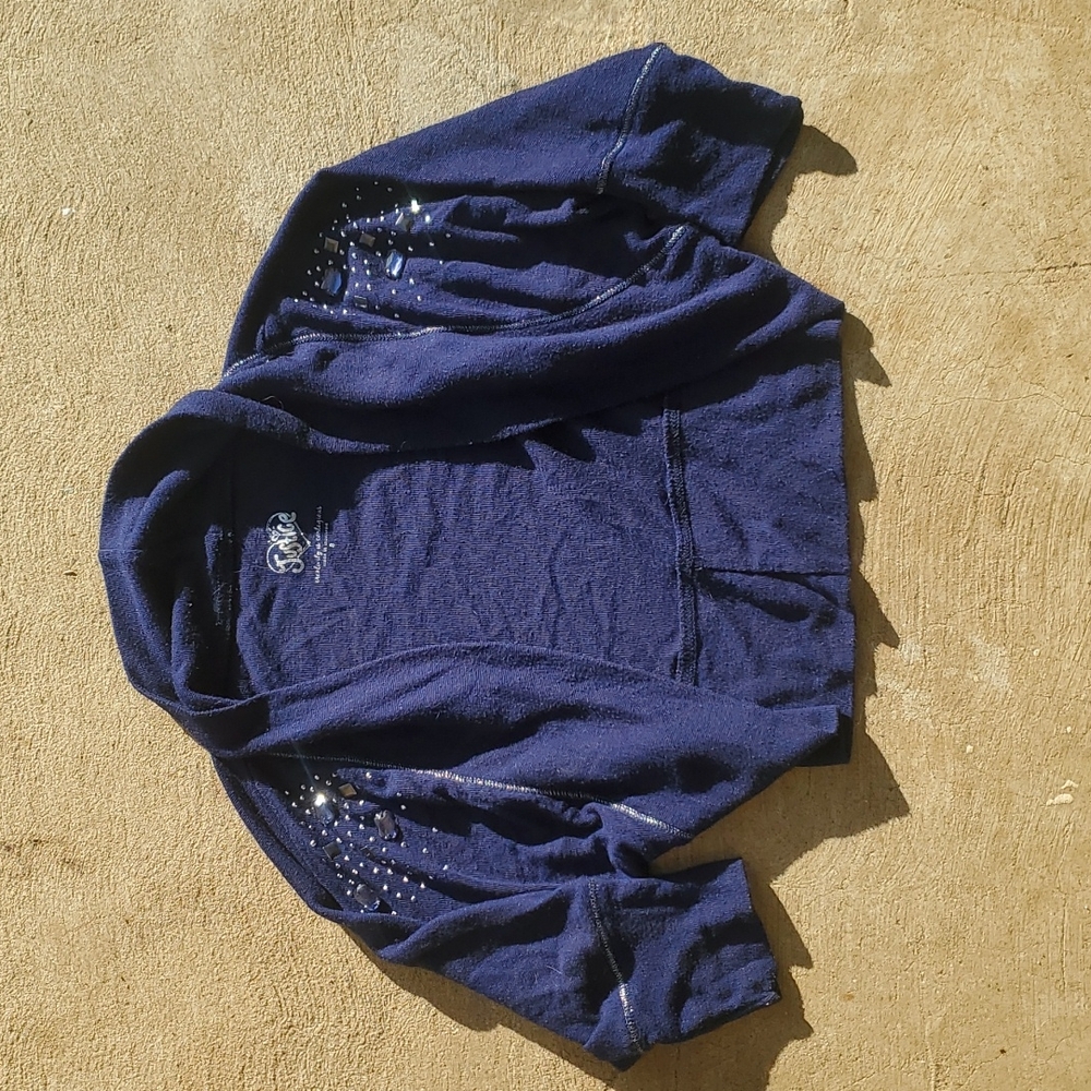 Justice Girls Size 8 Navy Blue Rhinestone Shrug Jacket